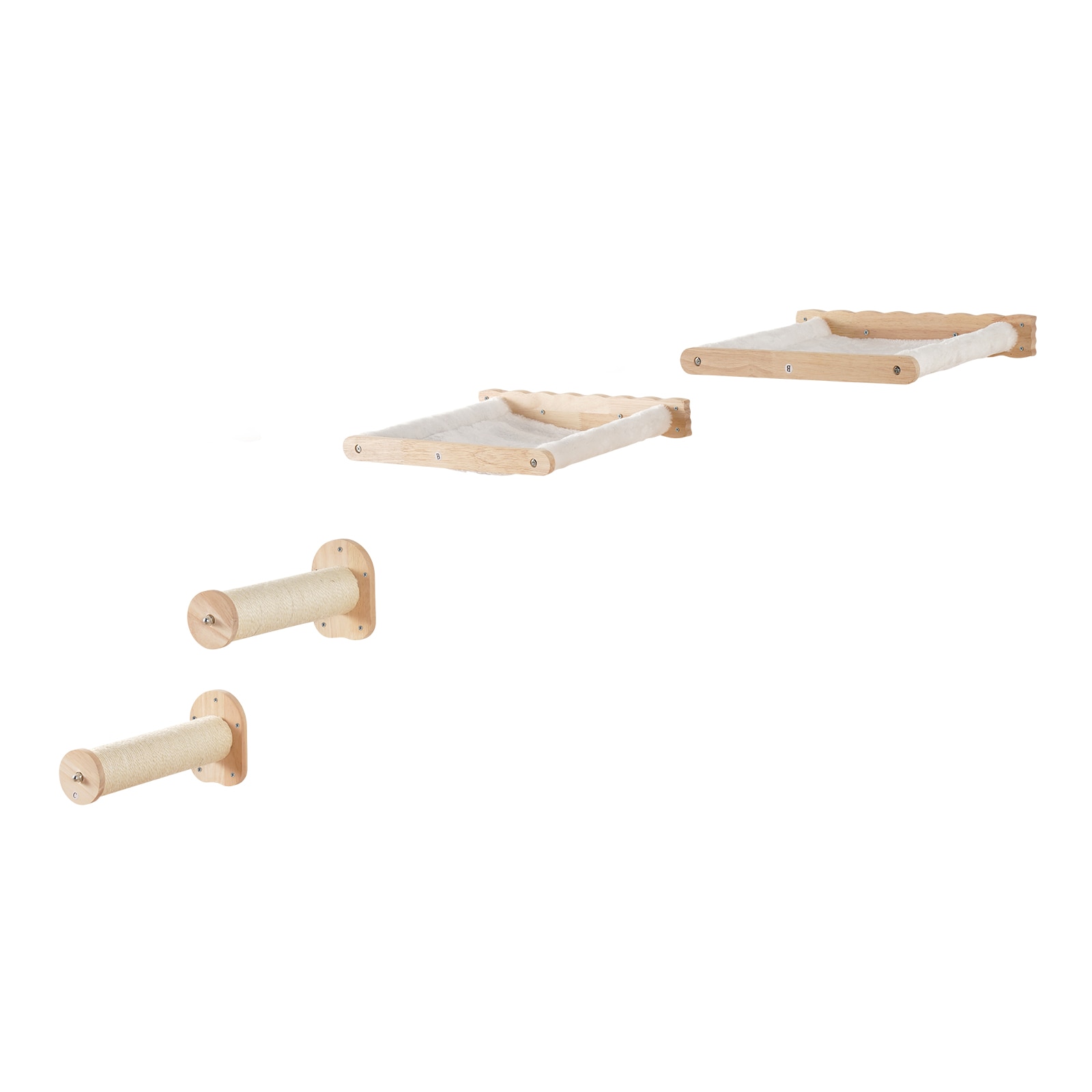 Wall Mounted Cat Shelves With 2 Jumping Posts & 2 Hammocks Up To 40 Lbs_voghion.com